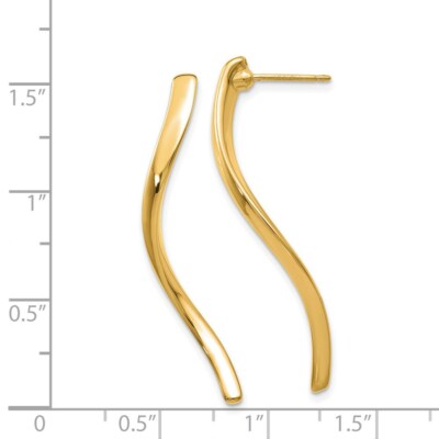 Pre-owned Superdealsforeverything Real 14kt Yellow Gold Long Curled Post Earrings