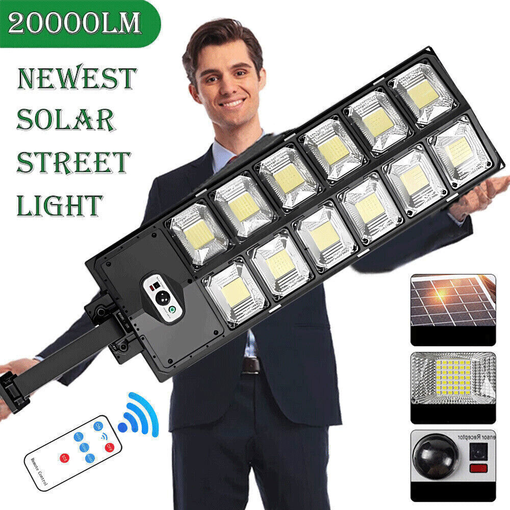 Commercial LED Outdoor Dusk to Dawn Solar Street Light Road Area Lamp USA