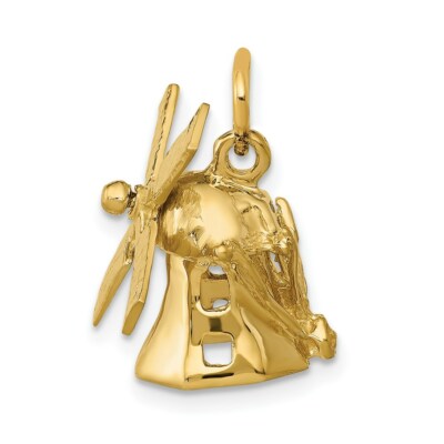 Pre-owned Superdealsforeverything Real 14kt Yellow Gold 3d Windmill Charm