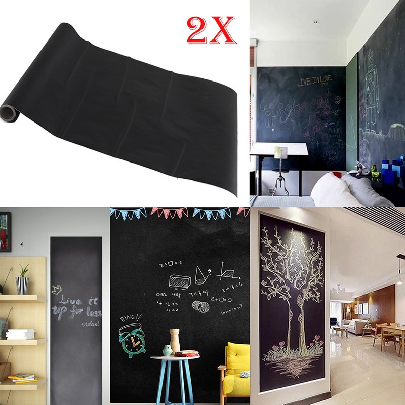 2x Tafelfolie Schwarz Selbstklebend 60x200cm Kreide Wandsticker