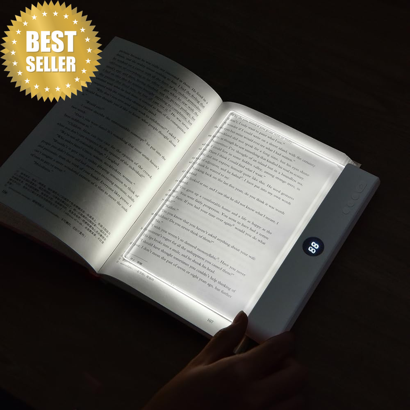 Book Light, Rechargeable Full-Page Clear LED Reading Light with 3 Color Modes &