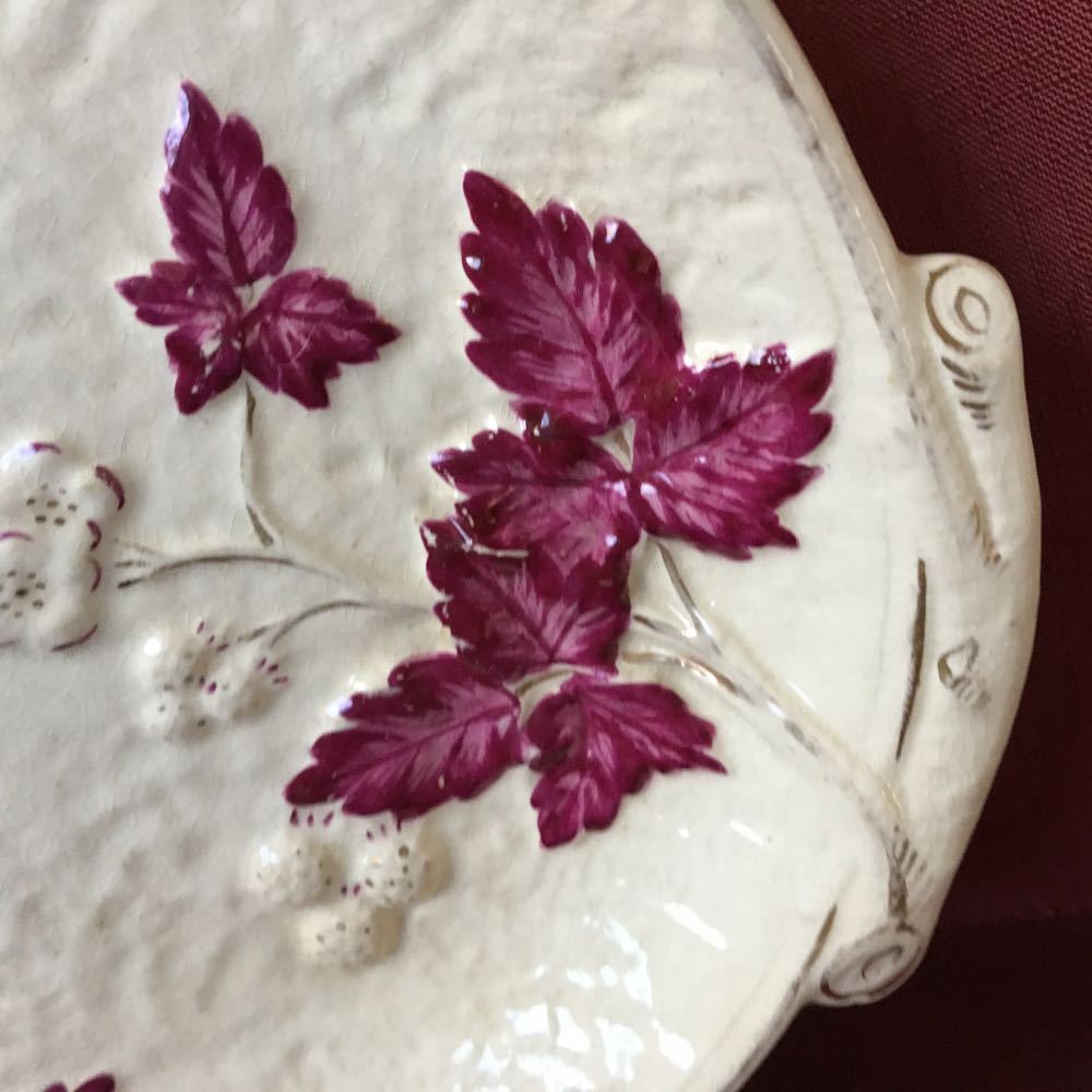 Antique Chesapeake Pottery David Haynes  Majolica Raspberries Platter