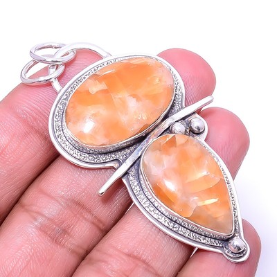 Golden Sunstone - Madagascar Designer 925 Sterling Silver Pendant 2.34'' P6