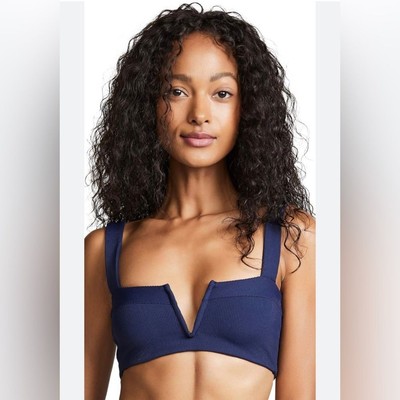 NWT L*Space Anthropology SZ M Lee Lee Ribbed Blue Bikini Swim Top Style RHLLT19