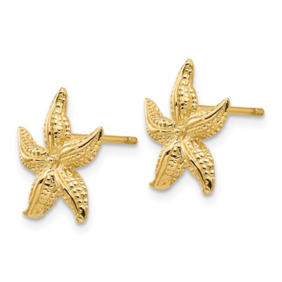 Pre-owned Superdealsforeverything Real 14kt Yellow Gold Starfish Earrings