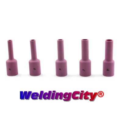 5-pk Assorted Long Gas Lens Cup 54N14L-18L #4-#8 TIG Welding Torch 17/18/26 US