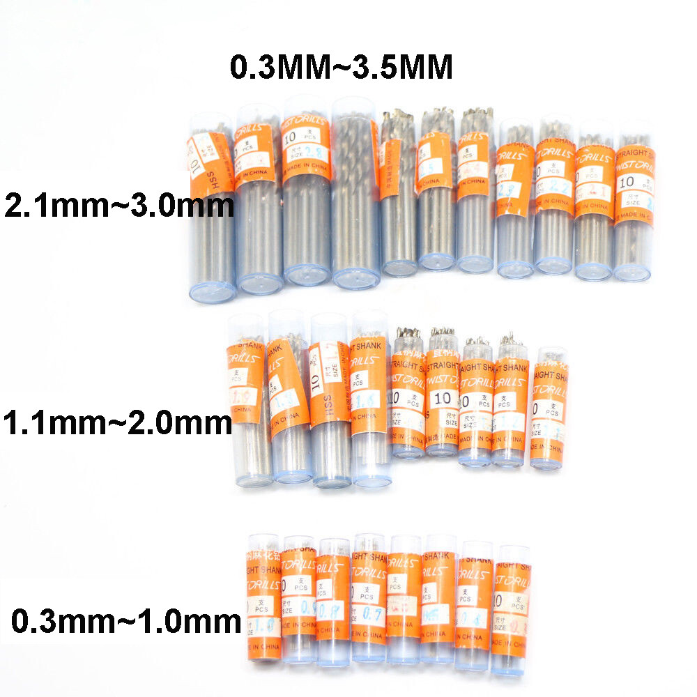 10PCS 0.3-3.5mm Drill Bit Set HSS  Length Twist Metal Drill Bits Tools