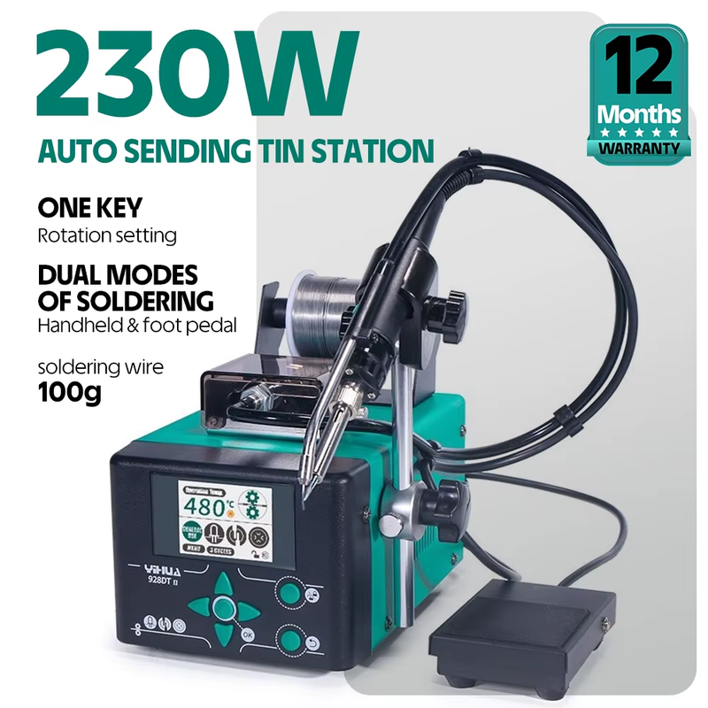 928DT-II 230W Soldering iron Auto Send Tin Soldering Station Fast Heating Tin Fe