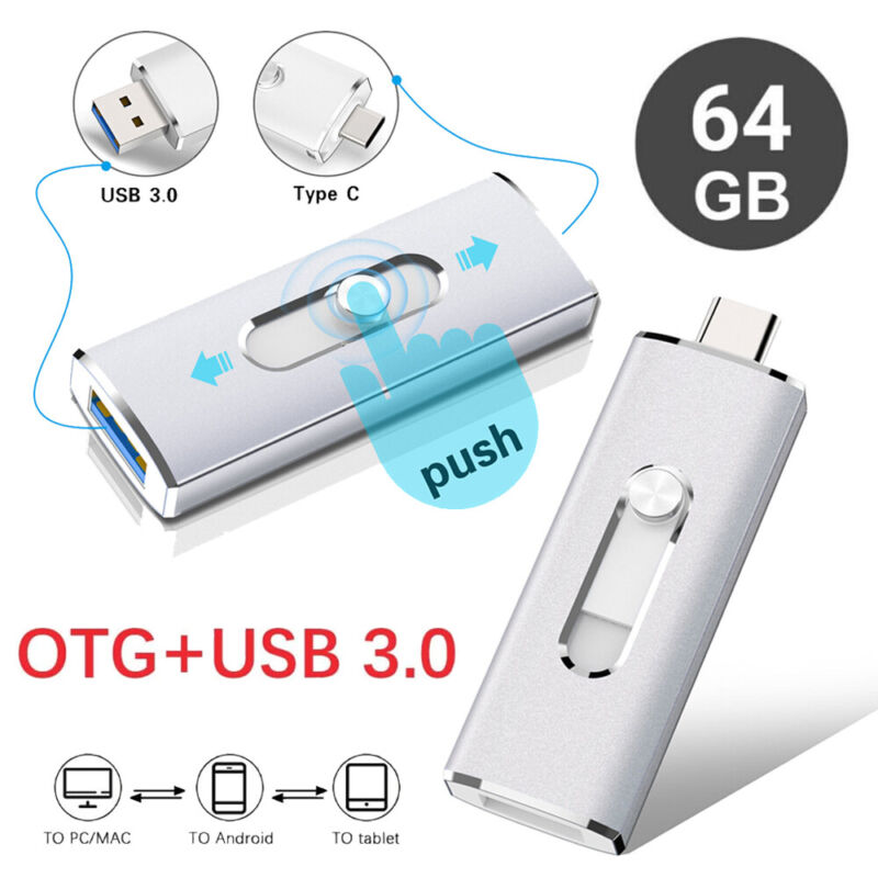 64gb Type C Flash Drive Usb Dual 2 In 1 Otg Usb 3.0 Memory Stick Thumb Pendrive 