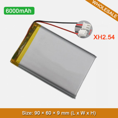 906090 3.7V 6000Mah Battery Lipo Polymer MP3 DVD GPS LED Headphone XH2.54