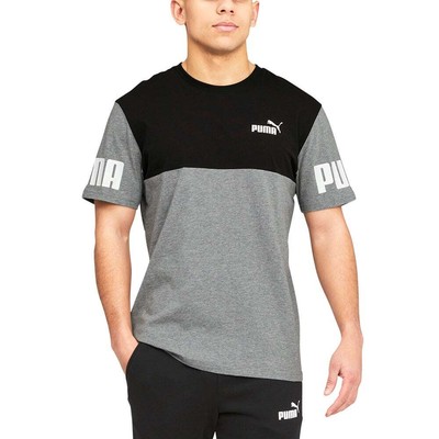 Puma Power Colorblock Crew Neck Футболка с коротким рукавом Мужские серые повседневные топы 670497