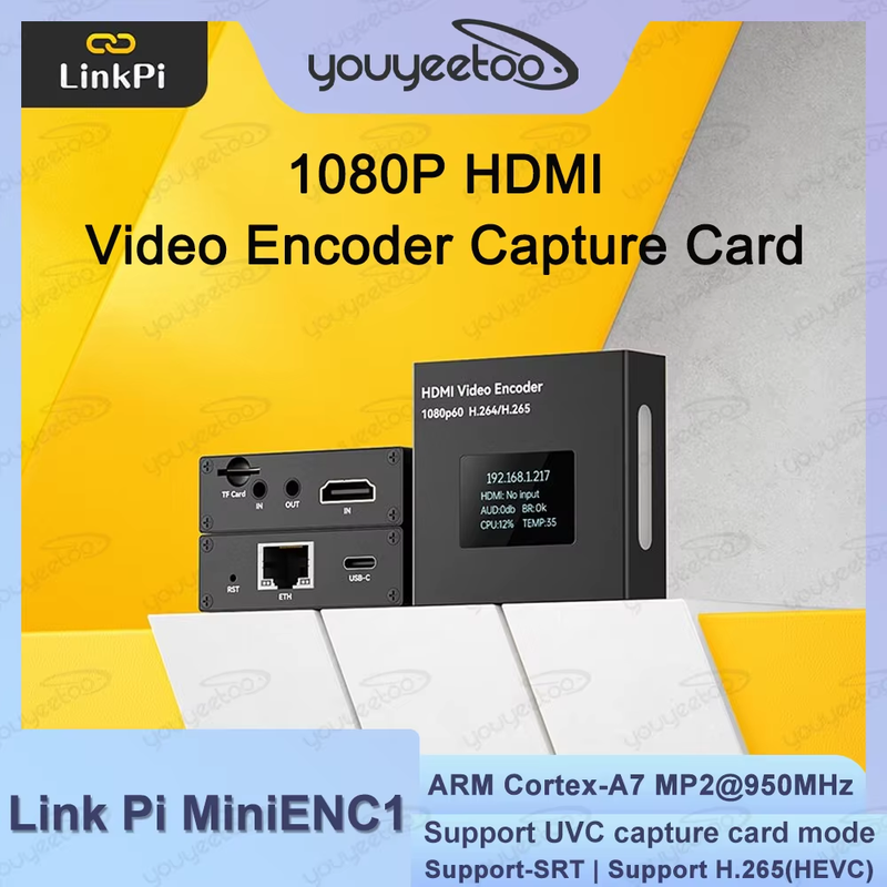 Link Pi MiniENC1 HDMI Encoder Portable Streaming Full-HD 1080P60 RTSP RTMP H265