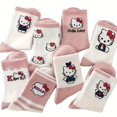 [Versatile Autumn/Winter Socks] 4/8 Pairs Women's Hello Kitty Socks | Breathable