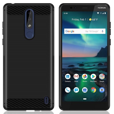 Wear-Resisting Carbon Fiber Soft SlimTPU Case for Cricket Nokia 3.1 Plus TA-1124