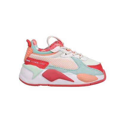 

Puma RsX Flower Aura 2 Белые кроссовки на шнуровке для маленьких девочек Повседневная обувь 384653, Белый, Puma RsX Flower Aura 2 Lace Up Toddler