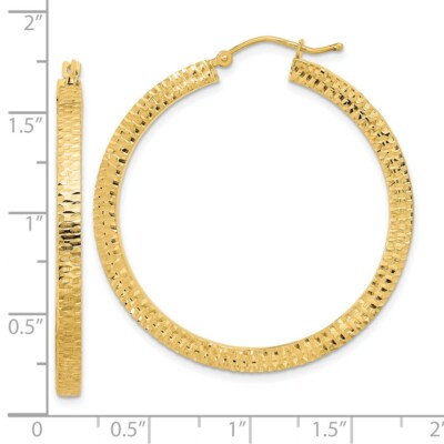 Pre-owned Superdealsforeverything Real 14kt Yellow Gold Polished & Hammered Hoop Earrings