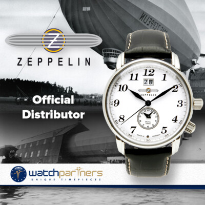 Pre-owned Zeppelin Lz127 Count 7644-1 Quartz Watch Swiss Ronda Movement 50m Wr White Dial