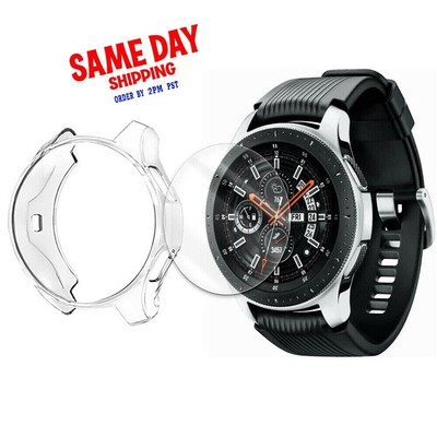 Tempered Glass Screen Protector Case Cover f Samsung Galaxy Watch 46mm SM-R800N