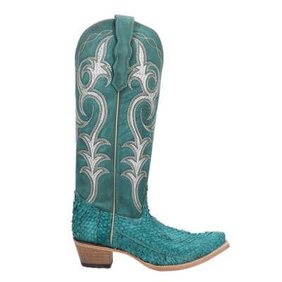 Pre-owned Corral Boots Circle By Corral Fish Embroidered Snip Toe Cowboy Womens Blue Casual Boots L6