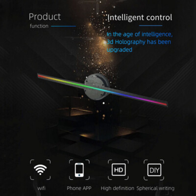 3D Hologramm Projektor LED Holographischer Anzeigen Fan PC Wifi Werbemaschine