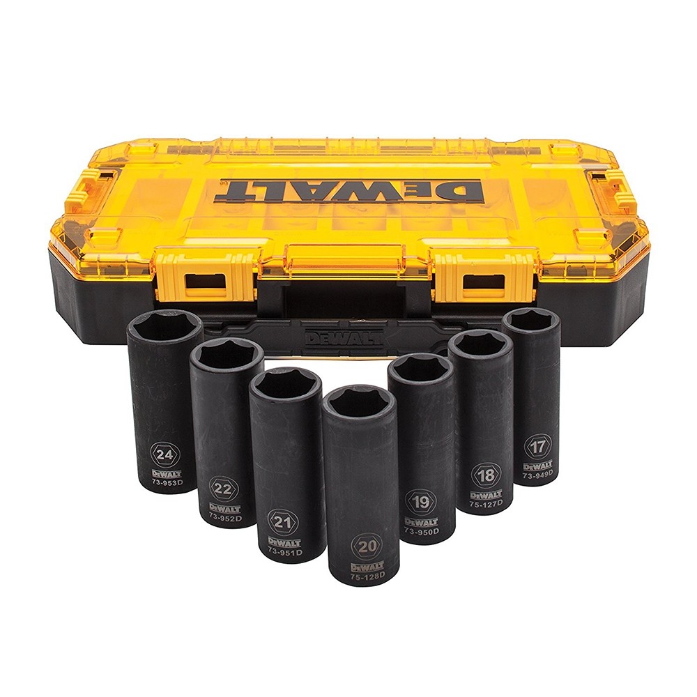DEWALT DWMT74737 7 Piece 1/2" Drive Deep Impact Metric Socket Set