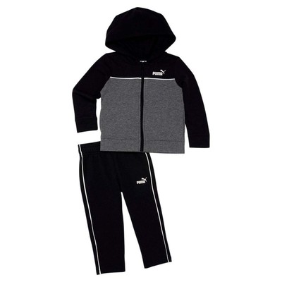 

Puma Комплект из 2 предметов с капюшоном и зауженными штанами на молнии для малышей, размер , повседневная верхняя одежда, Черный