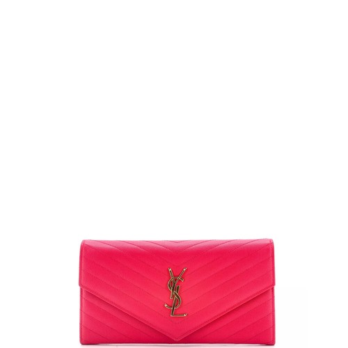 Authentic Yves Saint Laurent Leopard Pony Hair Long Wallet