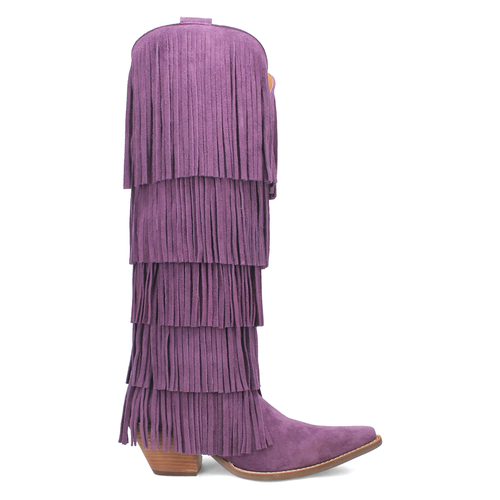 Pre-owned Dingo Wild Child Fringe Snip Toe Cowboy Womens Purple Casual Boots Di276-500
