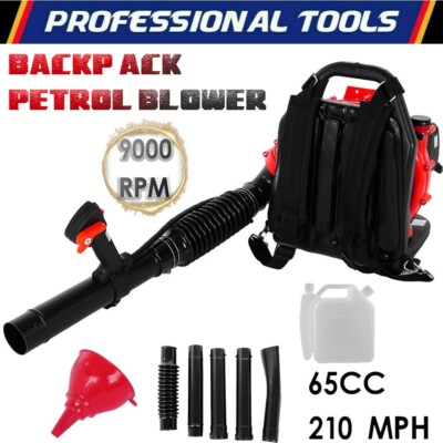 65CC 2.3HP 2Stroke Gas Backpack Leaf Blower Powered Debris Padded-Harness Orange