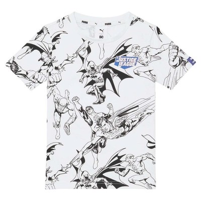 

Футболка Puma Justice League Ctn Jersey Aop Fashion Tee Boys Белые повседневные топы 858524-01, Белый, Puma Justice League Ctn Jersey Aop Fashion Tee
