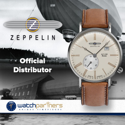Pre-owned Zeppelin Lz120 Rome Swiss Quartz Watch 41mm Case Beige Dial R.gold Digits 7134-5