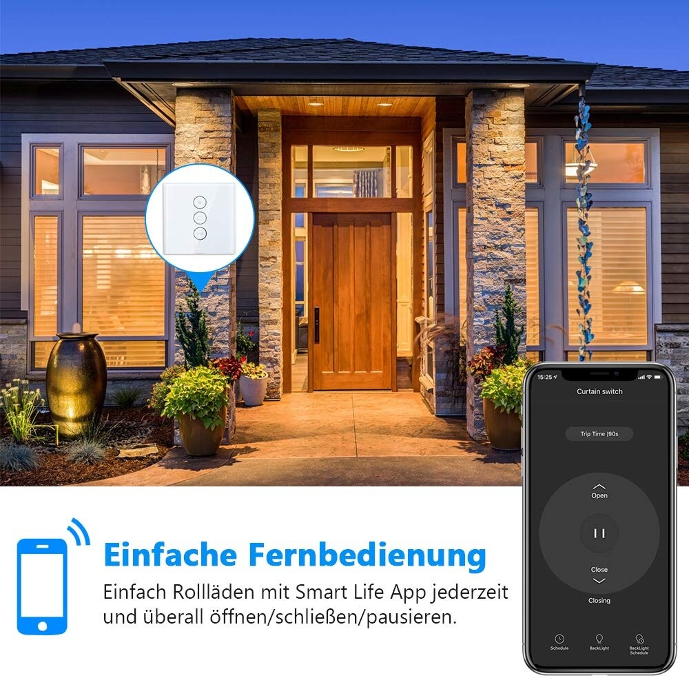 Smart Life Vorhang Schalter WIFI Wandschalter Wlan Touch Alexa Rolloschalter DHL