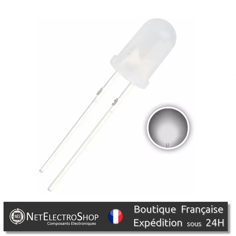 Led Diffusante, Diffused Led, 5mm, 6 Couleurs Au Choix, 10 Ã  100pcs, Assortiment