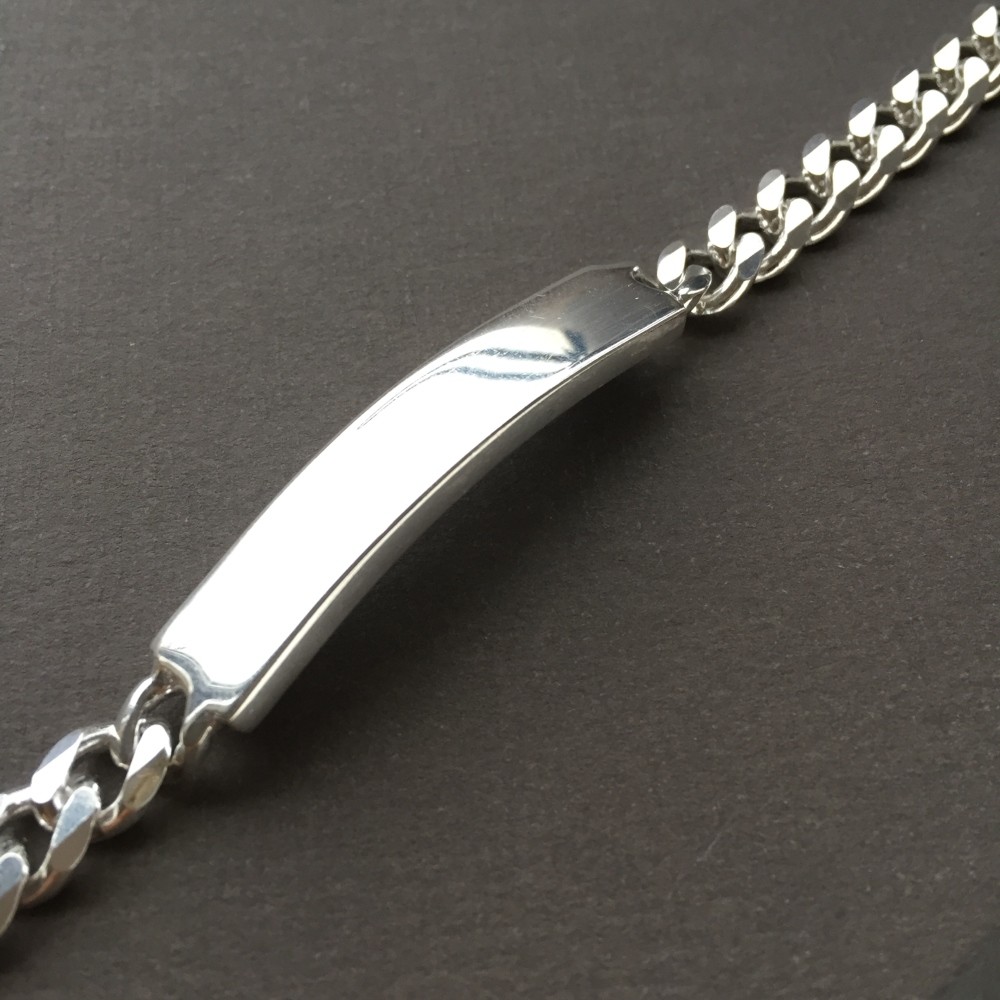 Pre-owned Handmade Custom Engraved Mens Cuban Id Bracelet 925 Sterling Silver 7.5mm 33gr 8.66 Inch