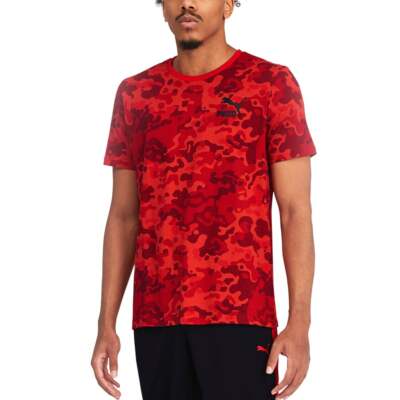 

Puma Classics Graphics Aop Logo Футболка с круглым вырезом и коротким рукавом Мужская красная повседневная футболка, Красный, Puma Classics Graphics Aop Logo Crew Neck Short Sleeve T-Shirt