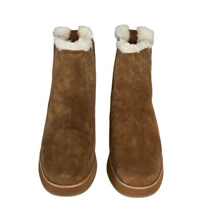 Pre-owned Bernardo Tobacco Split Suede Cozy Booties Size 8.5 In Brown