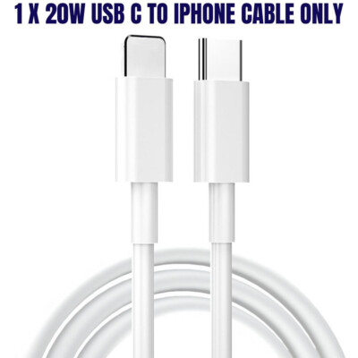 3Pcs Lot For iPhone 14 13 12 11 20W Power Block USB Type-C Fast Charger PD Cable