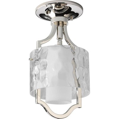Progress Lighting Pendant 1-Light Sloped Ceiling Glass Steel Polished Nickel