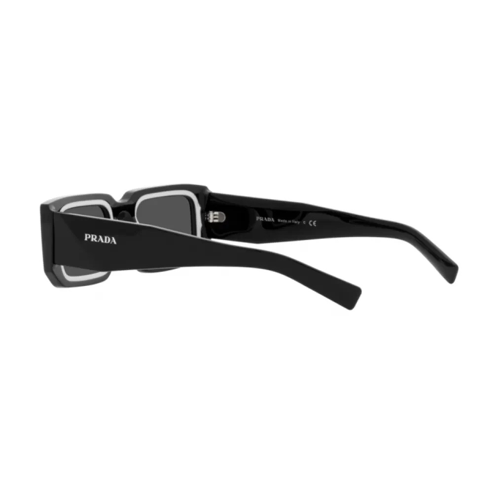 Pre-owned Prada Pr 06ys - 09q5s0 Black/white - Dark Grey Men's Sunglasses 53mm Authentic In Gray