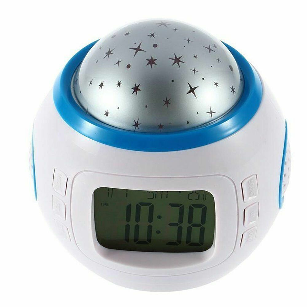 Kids Led Music Digital Alarm Clock Projection Star Sky Calendar