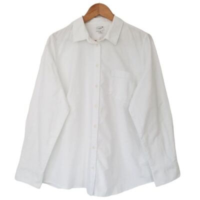 J. Crew Button Up Oxford Shirt Signature Fit Womens Size 2X White NWT $79 BP532