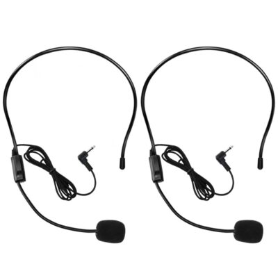 2Pcs Microphone Headset Mic, Flexible Wired Boom for Voice Amplifier, 3.5mm C...