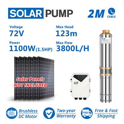 3" Solar Well Pump Submersible DC Water Pump 72V 1100W Bore Hole MPPT Controller