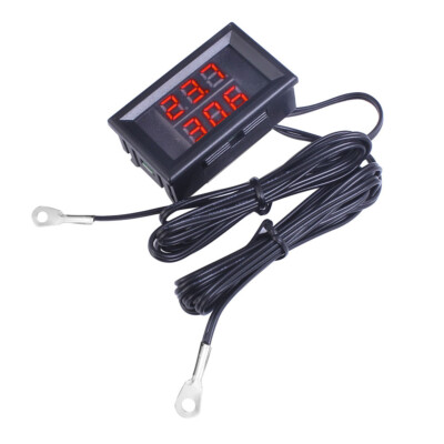 DC4-28V Dual LED Display Digital Temperature Sensor NTC Metal Probe Thermometer