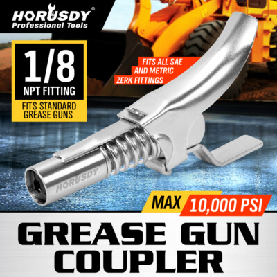 Grease Gun Coupler Quick Release Lock On Coupling For 1/8'' No Leak 10,000 PSI
