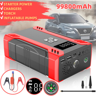 99800mAh Car Jump Starter with Air Compressor Battery Charger Emergency Power US