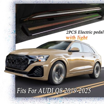 2PCS Power Side Steps Running Boards Fits For AUDI Q8 2019-2025 With Light