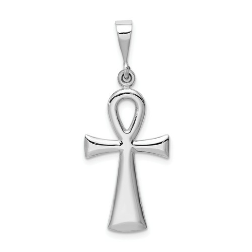 Pre-owned Goldia 14k White Gold Solid Polished Casted Ankh Cross Pendant