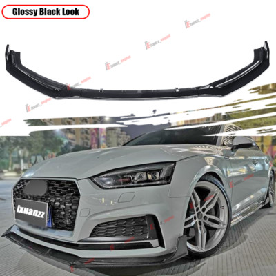 For Audi A5 Coupe B9 Front Bumper Lip Splitter Gloss Black 2017-2018 Body Kit