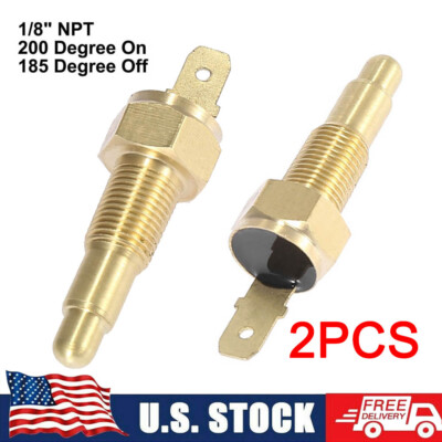 2X Engine Cooling Fan Thermo Sensor Switch 1/8'' NPT 200 Degree on 185 Degree Off